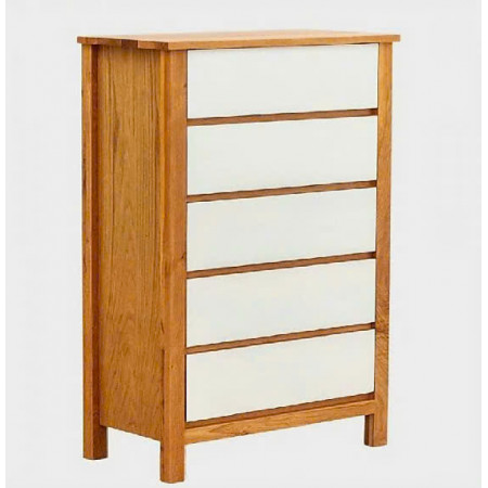 Oak 01 : Tủ 5 Ngăn Kéo Gỗ Sồi ( Tự Nhiên + Trắng )